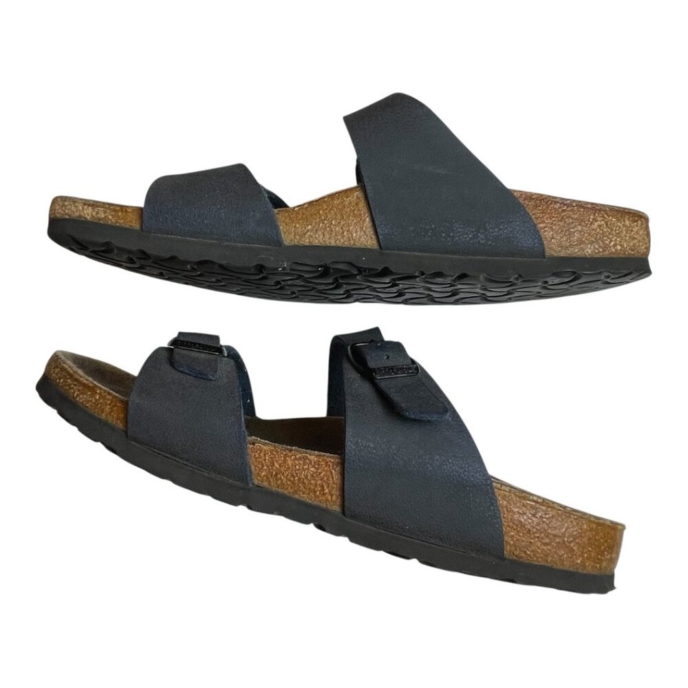 Birkenstock navy leather 2 strap sandal gently worn size 40 - Picture 3 of 5